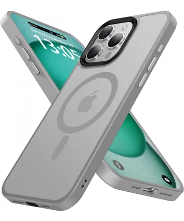 Apple iPhone 15 Pro Hoesje met MagSafe Back Cover Matte Grijs Hoesjes
