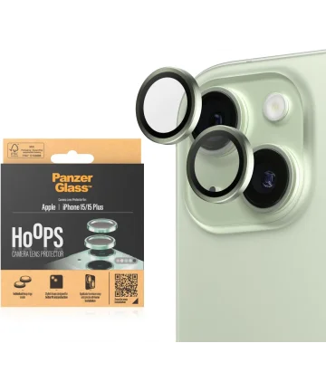 PanzerGlass Hoops Rings iPhone 15/15 Plus Camera Lens Protector Groen Screen Protectors