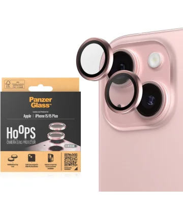 PanzerGlass Hoops Rings iPhone 15/15 Plus Camera Lens Protector Roze Screen Protectors