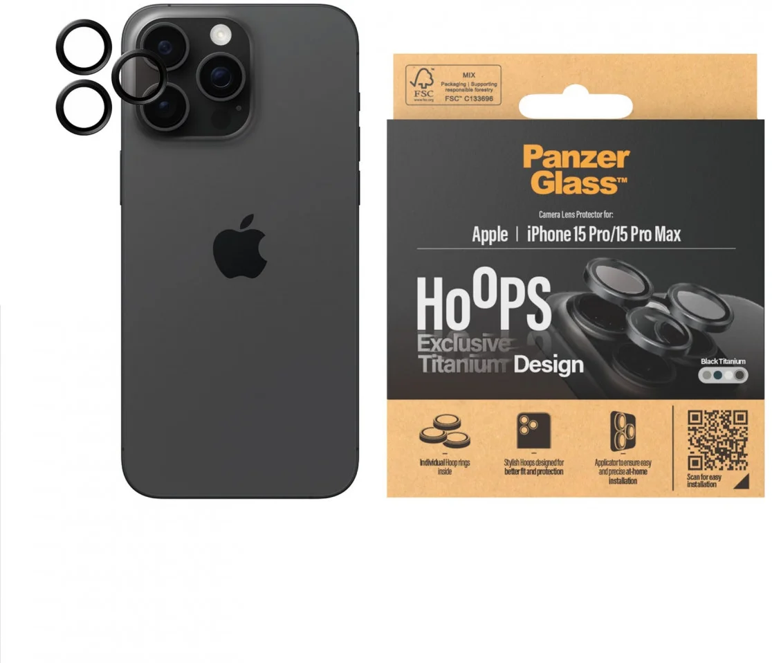 PanzerGlass iPhone 15 Pro / 15 Pro Max Camera Protector Titanium Zwart afbeelding 8