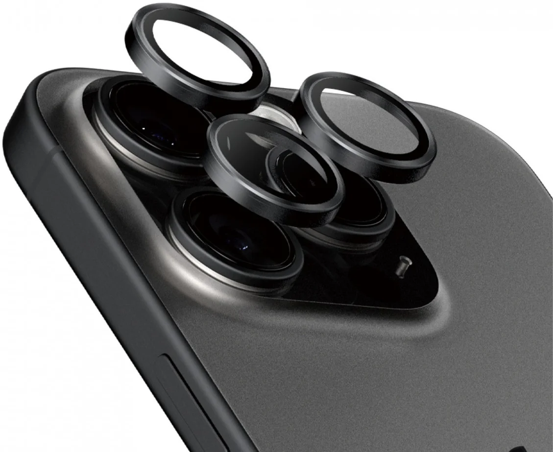 PanzerGlass iPhone 15 Pro / 15 Pro Max Camera Protector Titanium Zwart afbeelding 2