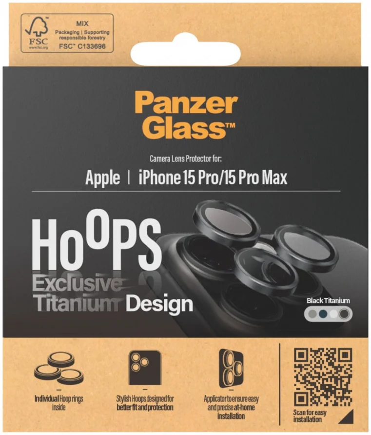 PanzerGlass iPhone 15 Pro / 15 Pro Max Camera Protector Titanium Zwart afbeelding 10