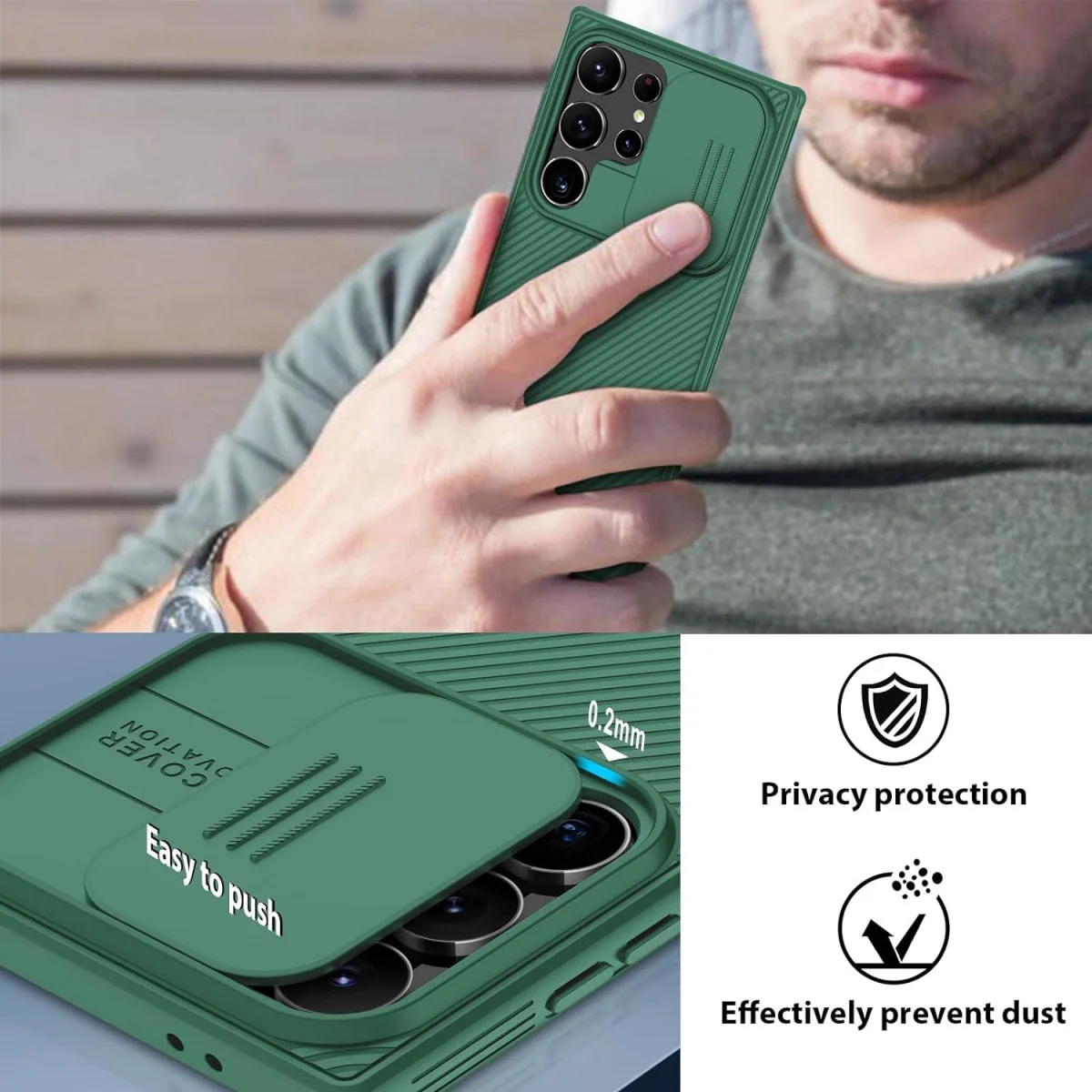 Nillkin CamShield Samsung Galaxy S24 Ultra Hoesje Camera Slider Groen afbeelding 5