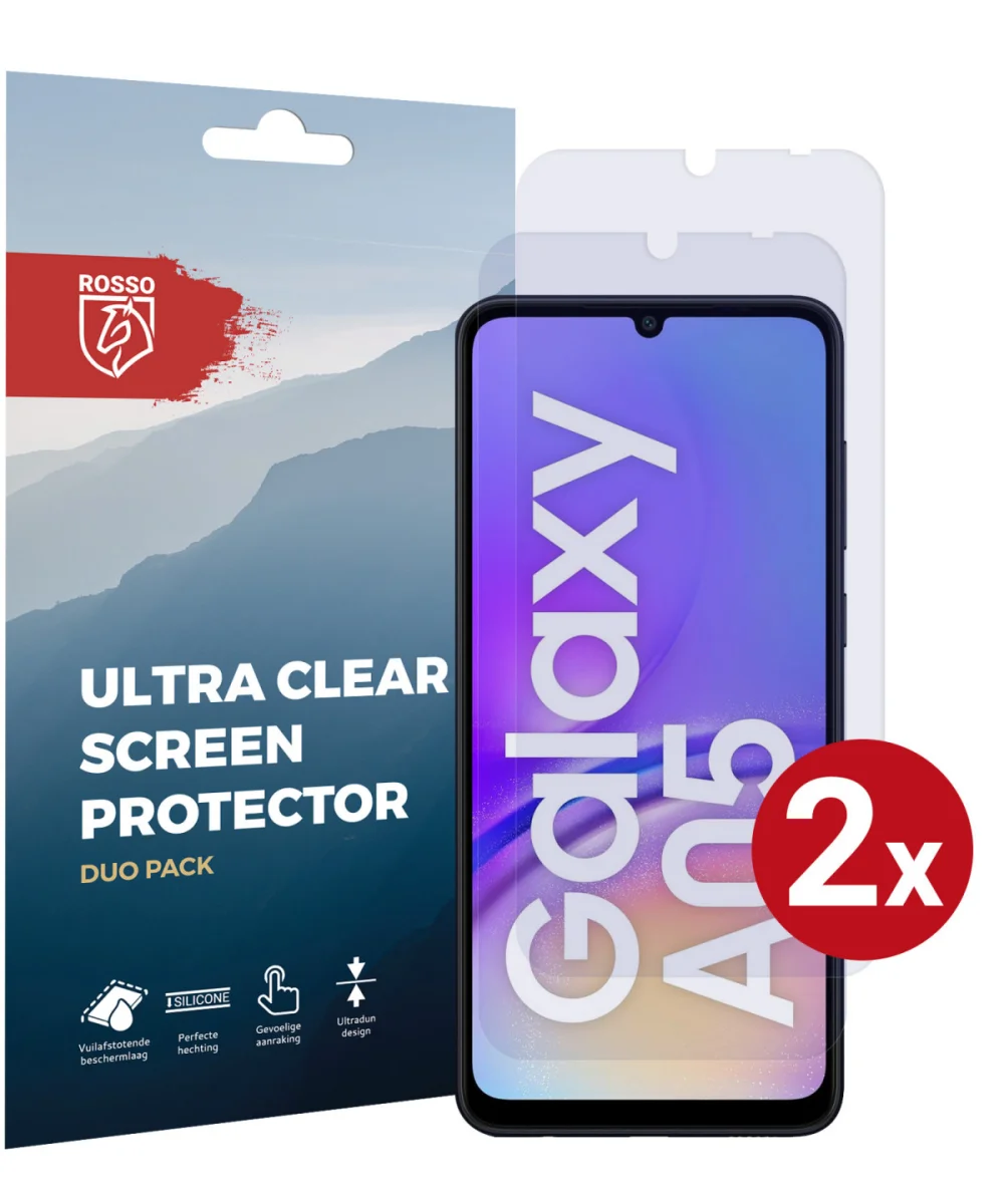 Rosso Samsung Galaxy A05 Screen Protector Ultra Clear Duo Pack afbeelding 1