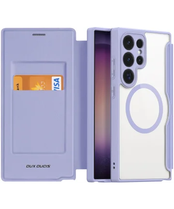 Dux Ducis Skin X Pro Samsung S24 Ultra Hoesje MagSafe Book Case Paars Hoesjes