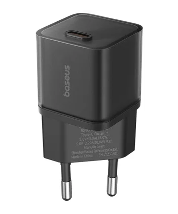 Baseus GaN5S USB-C Snellader 20W Power Delivery Adapter Zwart Opladers