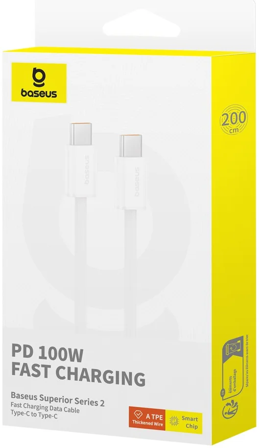 Baseus Superior Series 2 USB-C naar USB-C Kabel 100W 2 Meter Wit afbeelding 9