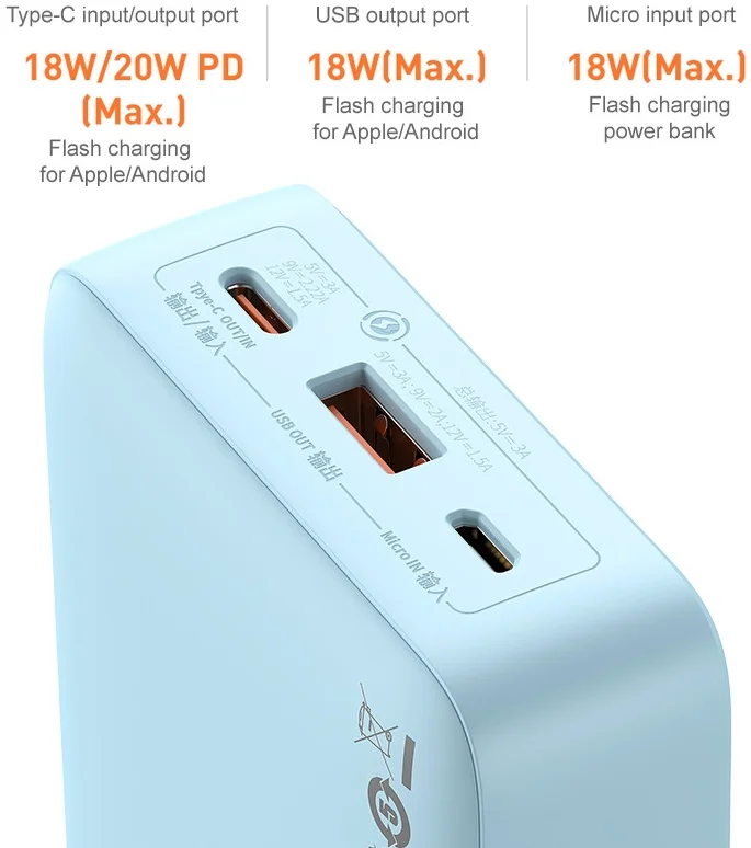 Baseus Airpow 20.000 mAh Powerbank Fast Charge 20W Blauw afbeelding 4