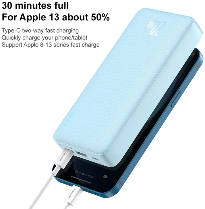 Baseus Airpow 20.000 mAh Powerbank Fast Charge 20W Blauw afbeelding 3