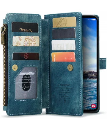CaseMe C30 Samsung Galaxy S24 Plus Hoesje Pasjeshouder Book Case Blauw Hoesjes