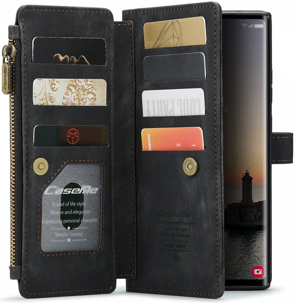 CaseMe C30 Samsung Galaxy S24 Ultra Hoesje Pasjeshouder Zwart afbeelding 1