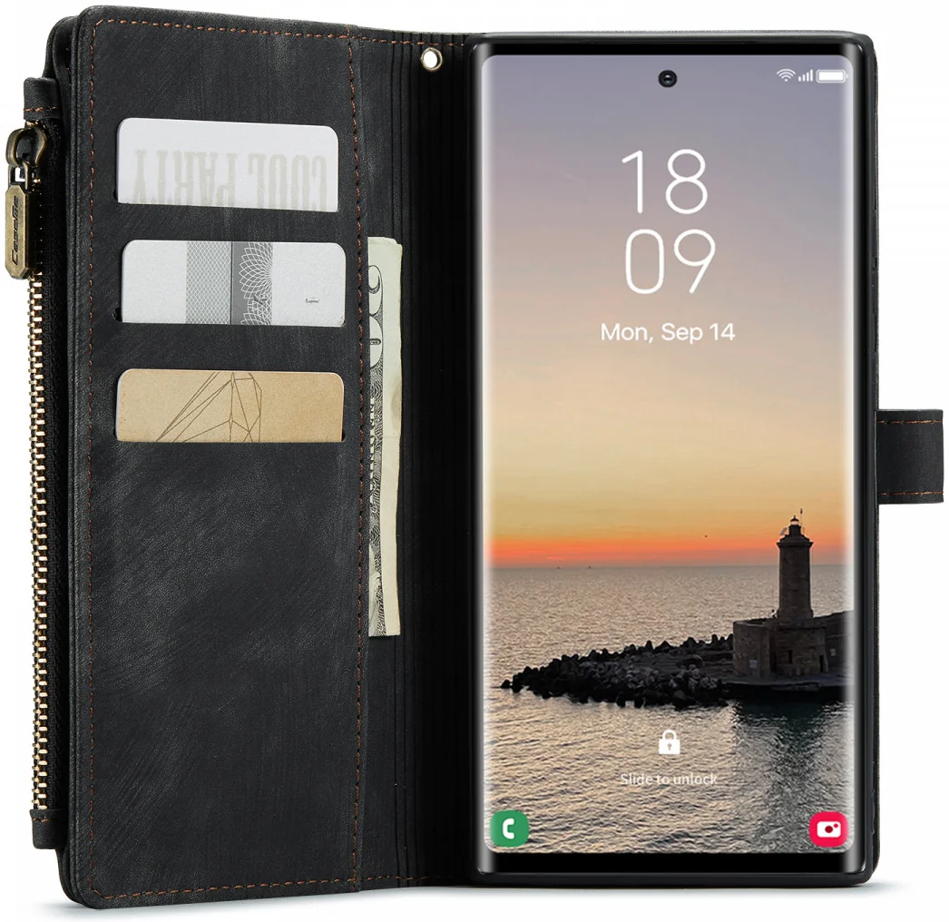 CaseMe C30 Samsung Galaxy S24 Ultra Hoesje Pasjeshouder Zwart afbeelding 2