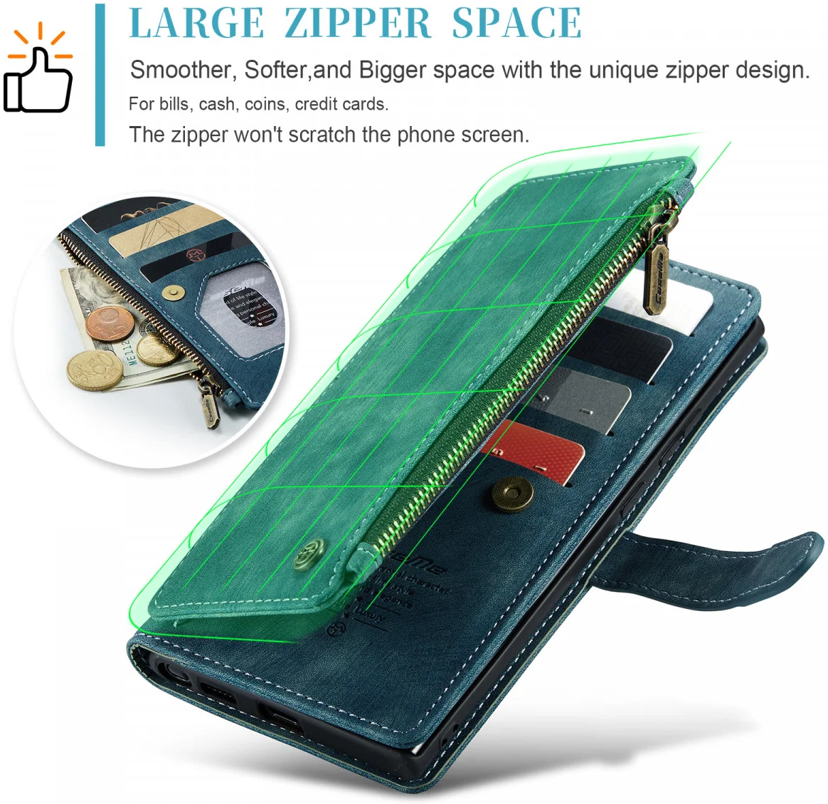 CaseMe C30 Samsung Galaxy S24 Ultra Hoesje Pasjeshouder Zwart afbeelding 6
