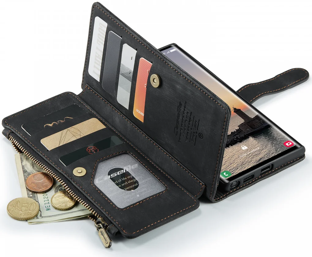 CaseMe C30 Samsung Galaxy S24 Ultra Hoesje Pasjeshouder Zwart afbeelding 8