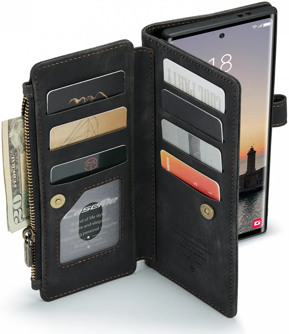 CaseMe C30 Samsung Galaxy S24 Ultra Hoesje Pasjeshouder Zwart afbeelding 9