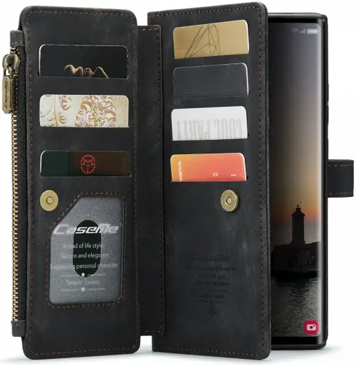 CaseMe C30 Samsung Galaxy S24 Ultra Hoesje Pasjeshouder Zwart afbeelding 1