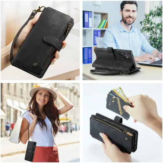 CaseMe C30 Samsung Galaxy S24 Ultra Hoesje Pasjeshouder Zwart afbeelding 10