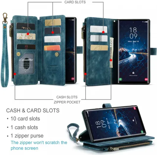CaseMe C30 Samsung Galaxy S24 Ultra Hoesje Pasjeshouder Blauw afbeelding 5