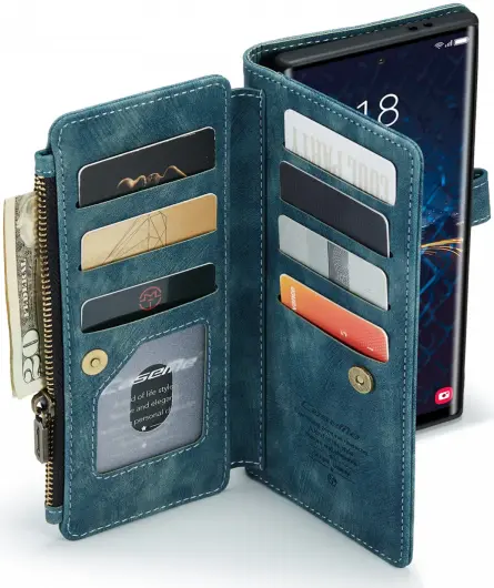 CaseMe C30 Samsung Galaxy S24 Ultra Hoesje Pasjeshouder Blauw afbeelding 9