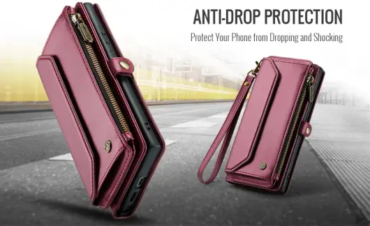 CaseMe C36 Samsung Galaxy S24 Hoesje Zipper Book Case Rood afbeelding 8