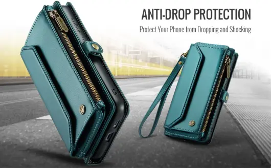 CaseMe C36 Samsung Galaxy S24 Hoesje Zipper Book Case Blauw afbeelding 8