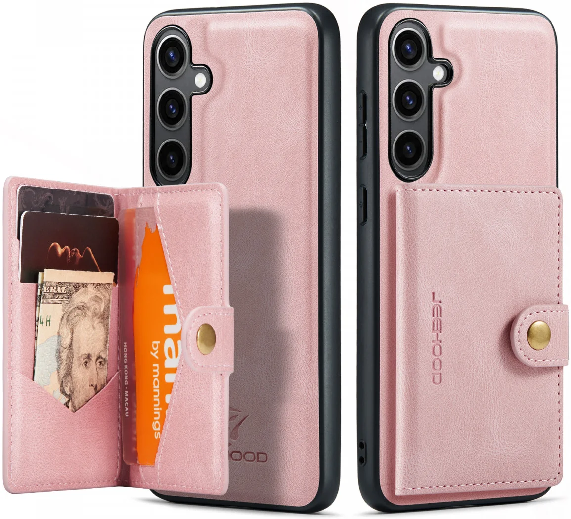 CaseMe JH-01 Samsung Galaxy S24 Hoesje Magnetische Kaarthouder Roze afbeelding 27