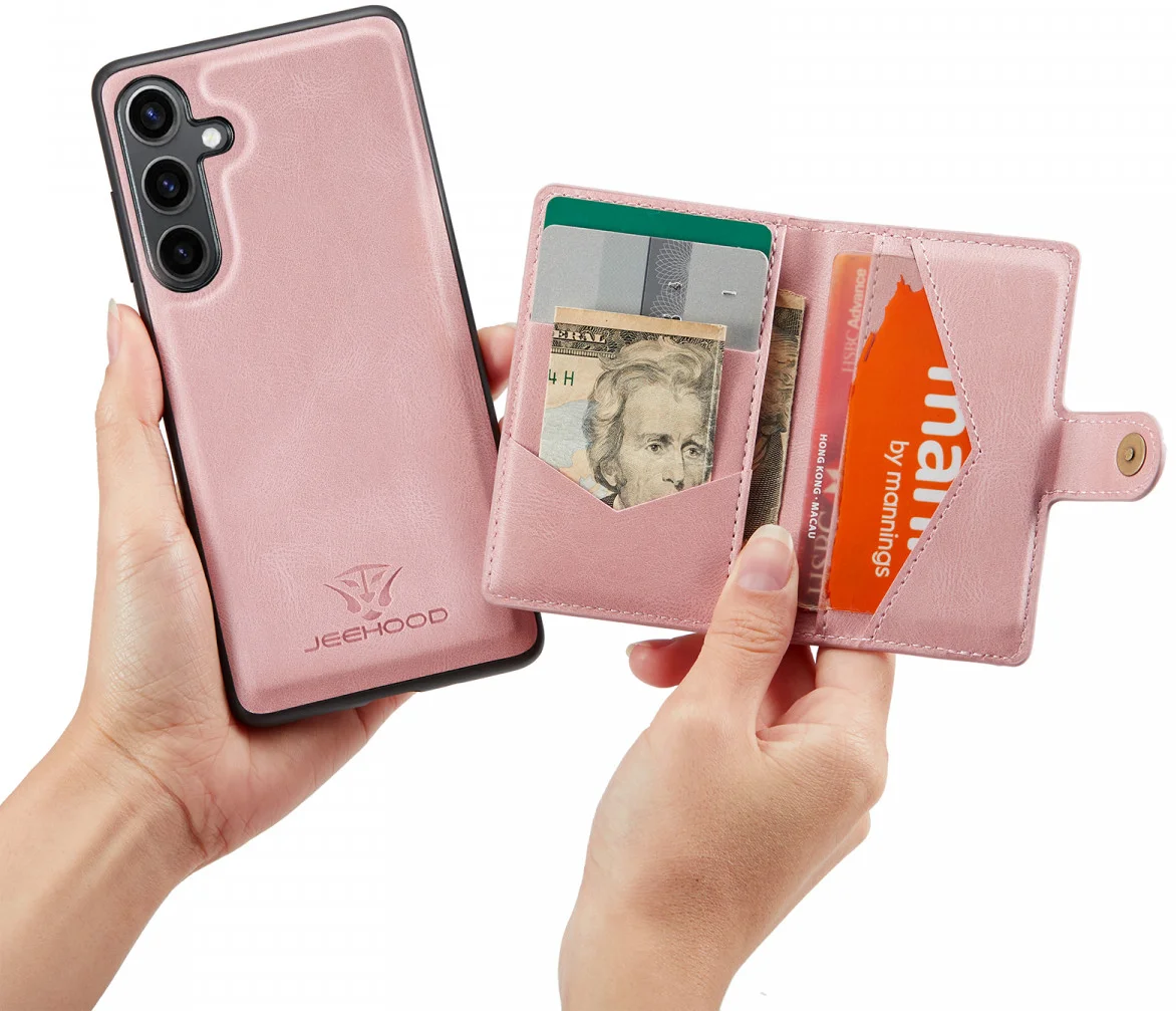 CaseMe JH-01 Samsung Galaxy S24 Hoesje Magnetische Kaarthouder Roze afbeelding 3