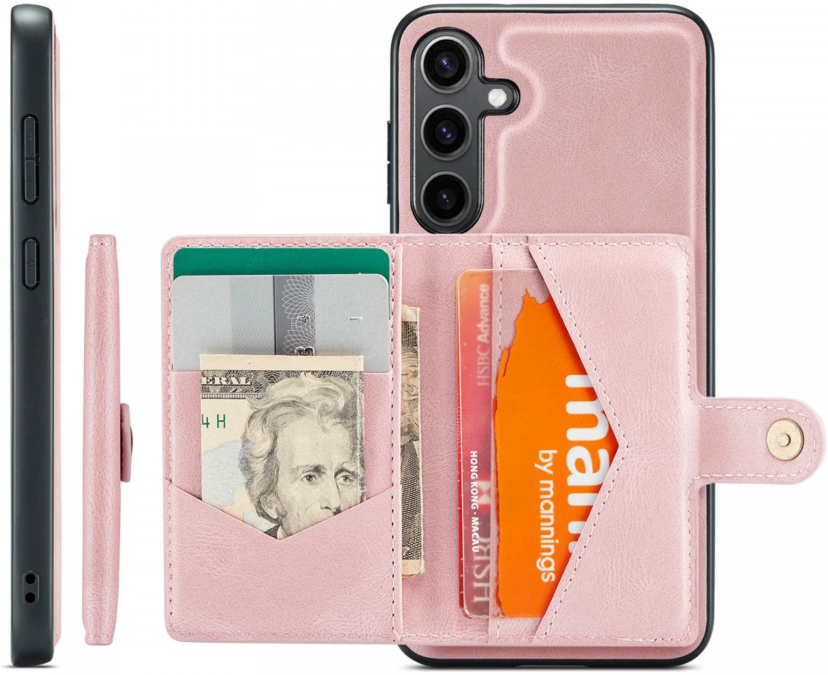 CaseMe JH-01 Samsung Galaxy S24 Hoesje Magnetische Kaarthouder Roze afbeelding 4