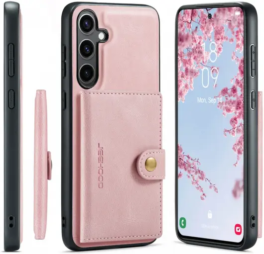 CaseMe JH-01 Samsung Galaxy S24 Hoesje Magnetische Kaarthouder Roze afbeelding 26