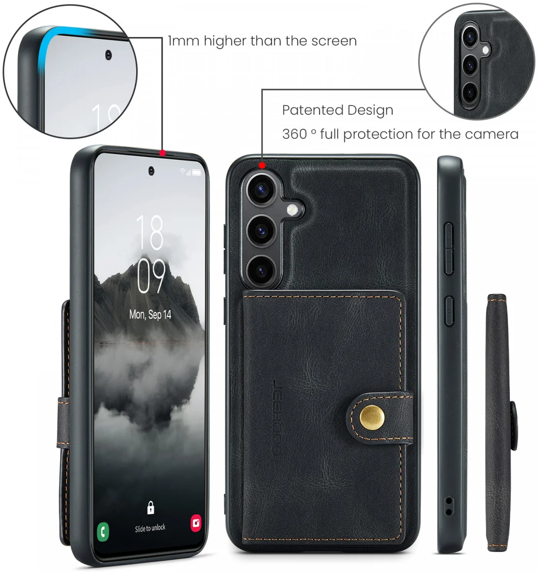 CaseMe Samsung Galaxy S24 Plus Hoes Magnetische Kaarthouder Zwart afbeelding 11