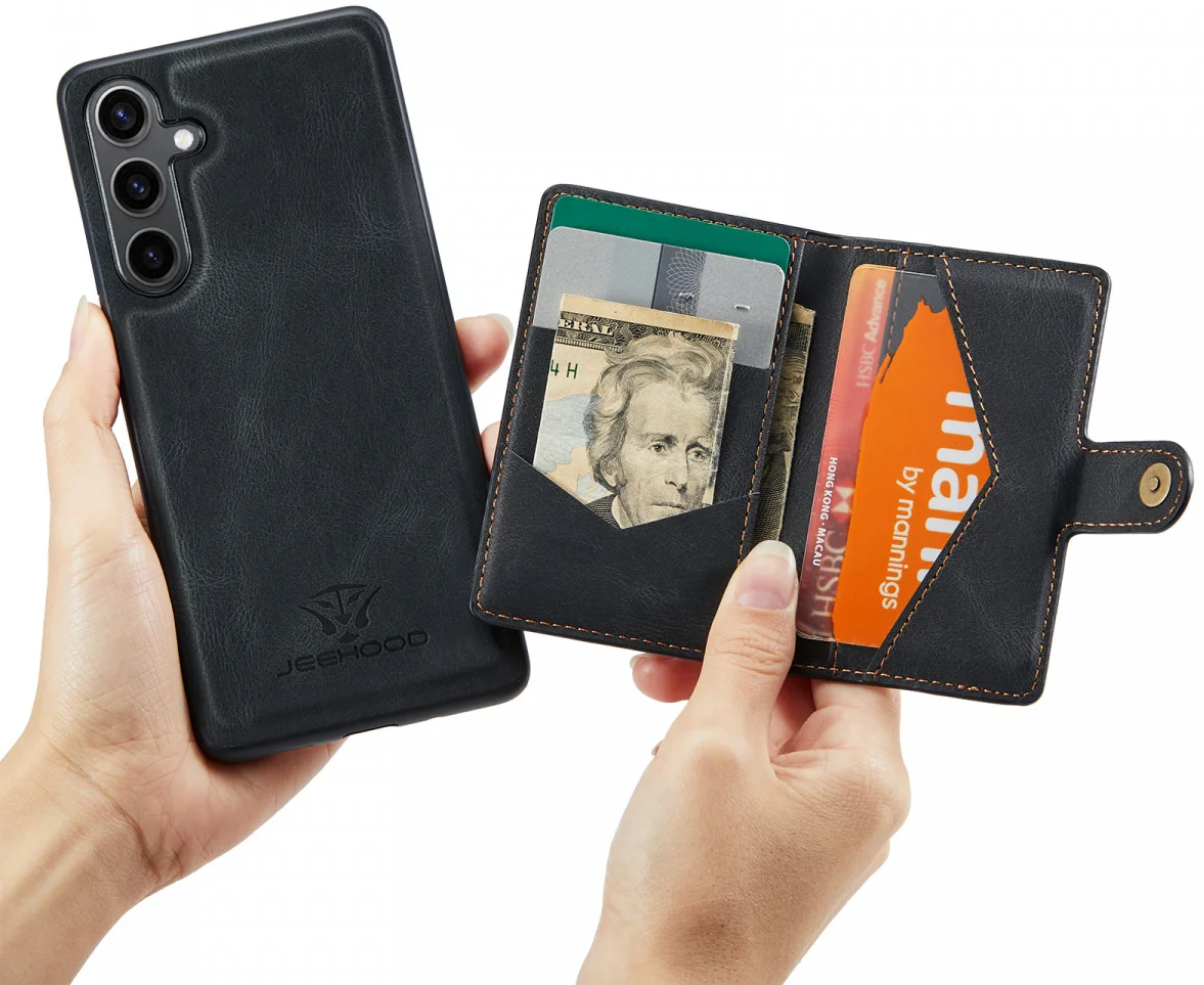 CaseMe Samsung Galaxy S24 Plus Hoes Magnetische Kaarthouder Zwart afbeelding 3