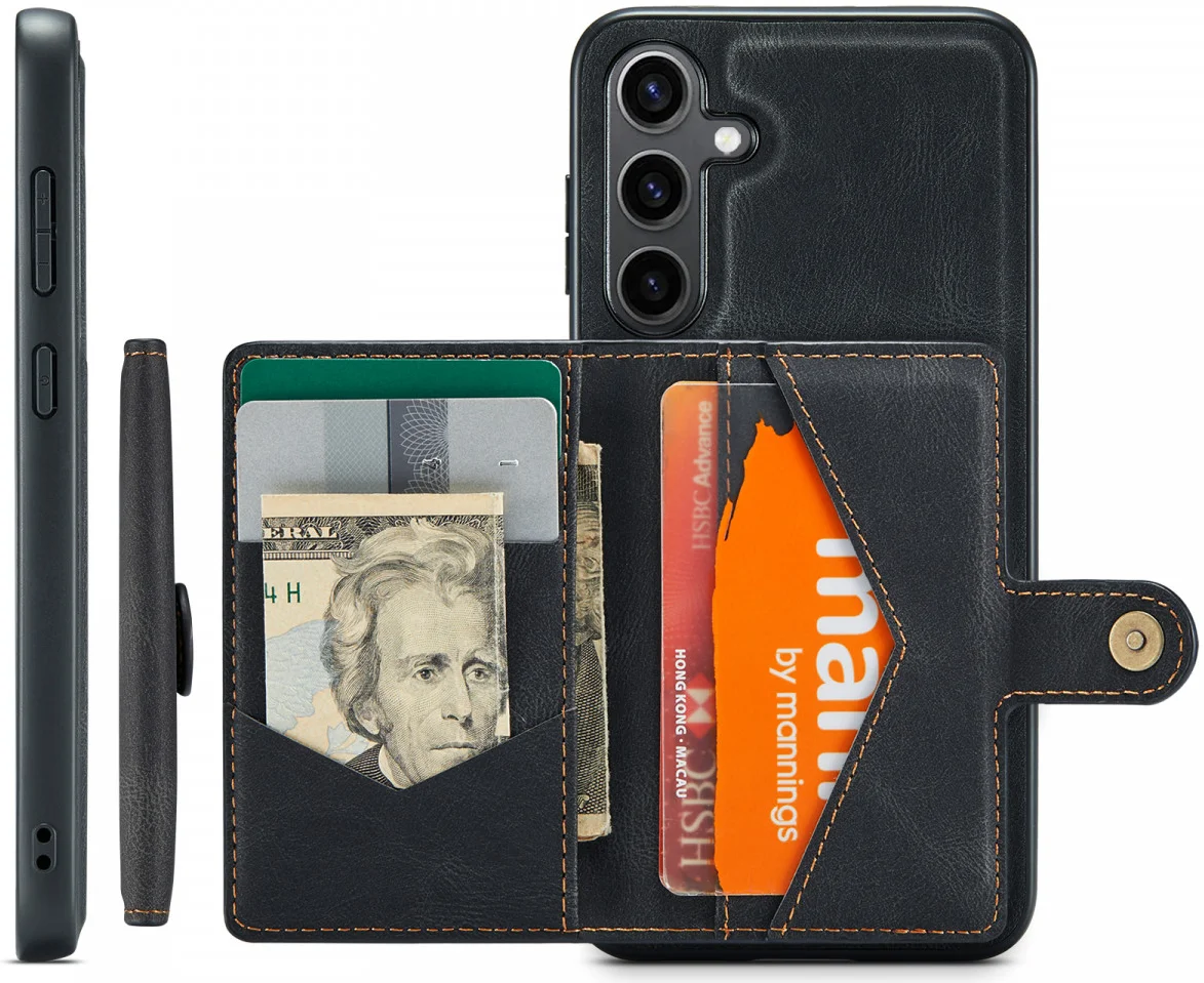 CaseMe Samsung Galaxy S24 Plus Hoes Magnetische Kaarthouder Zwart afbeelding 4