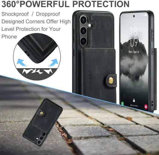 CaseMe Samsung Galaxy S24 Plus Hoes Magnetische Kaarthouder Zwart afbeelding 9