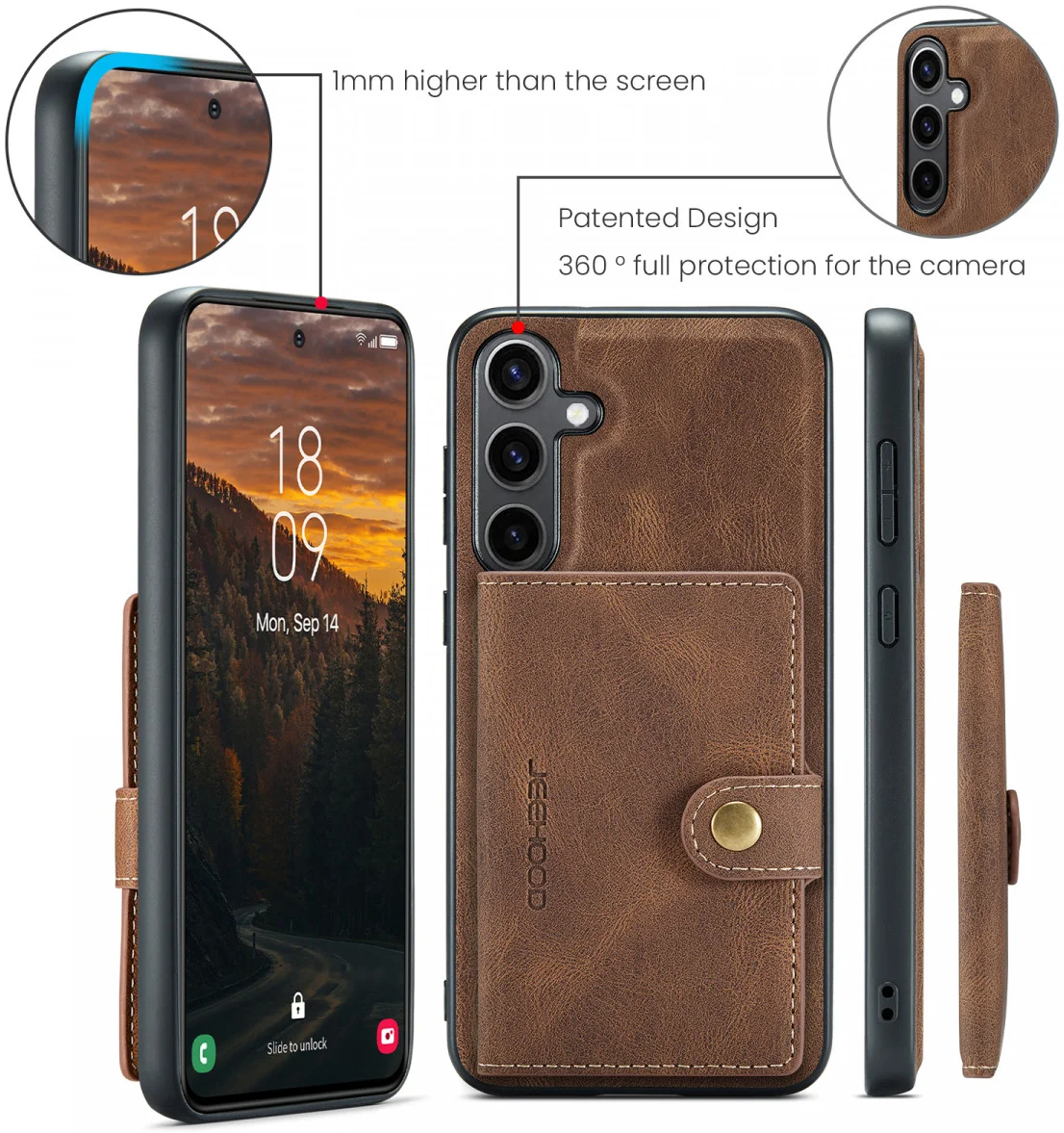 CaseMe Samsung Galaxy S24 Plus Hoes Magnetische Kaarthouder Bruin afbeelding 11