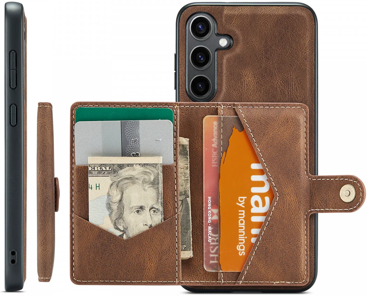 CaseMe Samsung Galaxy S24 Plus Hoes Magnetische Kaarthouder Bruin afbeelding 4