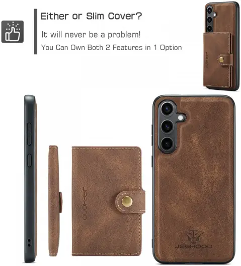 CaseMe Samsung Galaxy S24 Plus Hoes Magnetische Kaarthouder Bruin afbeelding 6