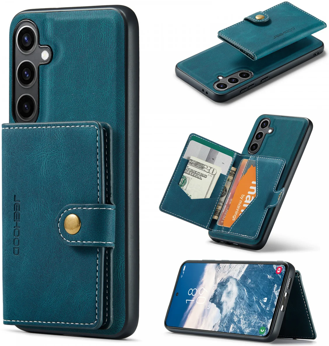 CaseMe Samsung Galaxy S24 Plus Hoes Magnetische Kaarthouder Blauw afbeelding 2