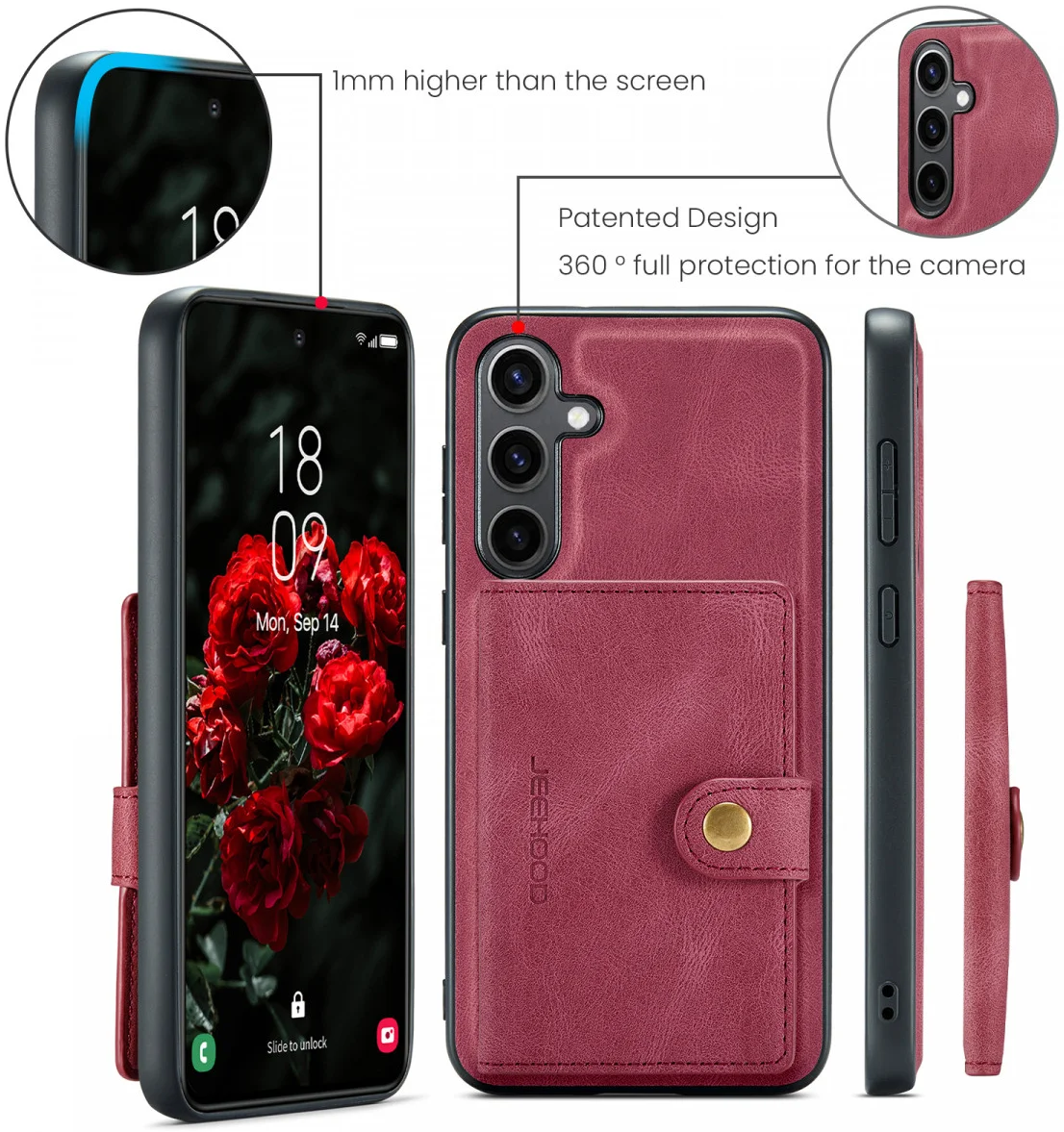 CaseMe Samsung Galaxy S24 Plus Hoes Magnetische Kaarthouder Rood afbeelding 11