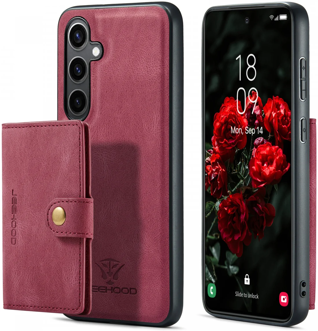 CaseMe Samsung Galaxy S24 Plus Hoes Magnetische Kaarthouder Rood afbeelding 24