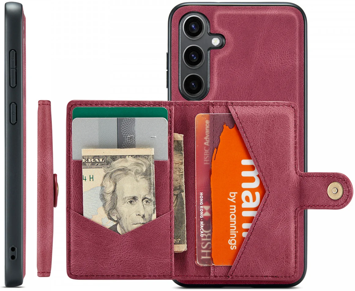 CaseMe Samsung Galaxy S24 Plus Hoes Magnetische Kaarthouder Rood afbeelding 4