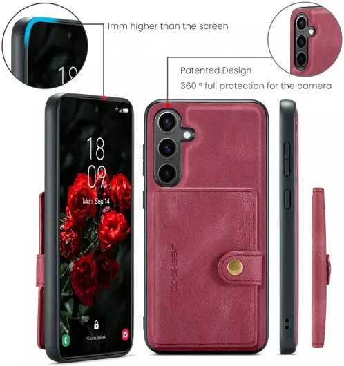 CaseMe Samsung Galaxy S24 Plus Hoes Magnetische Kaarthouder Rood afbeelding 11