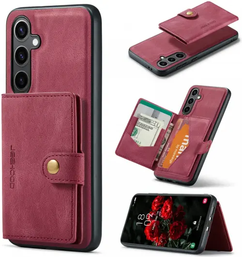CaseMe Samsung Galaxy S24 Plus Hoes Magnetische Kaarthouder Rood afbeelding 2