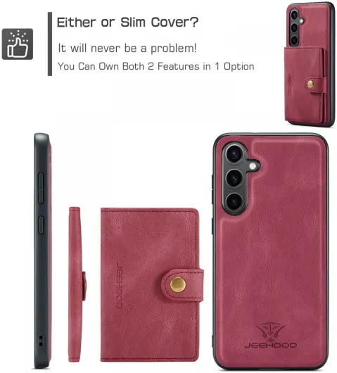 CaseMe Samsung Galaxy S24 Plus Hoes Magnetische Kaarthouder Rood afbeelding 6