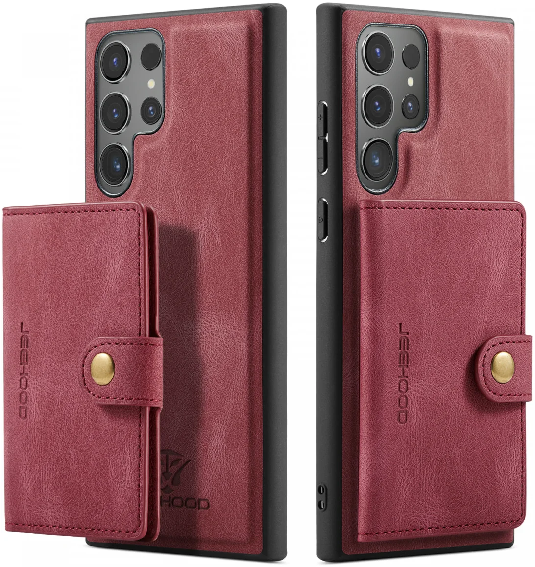 CaseMe JH-01 Samsung Galaxy S24 Ultra Hoes Magnetische Kaarthouder Rood afbeelding 2