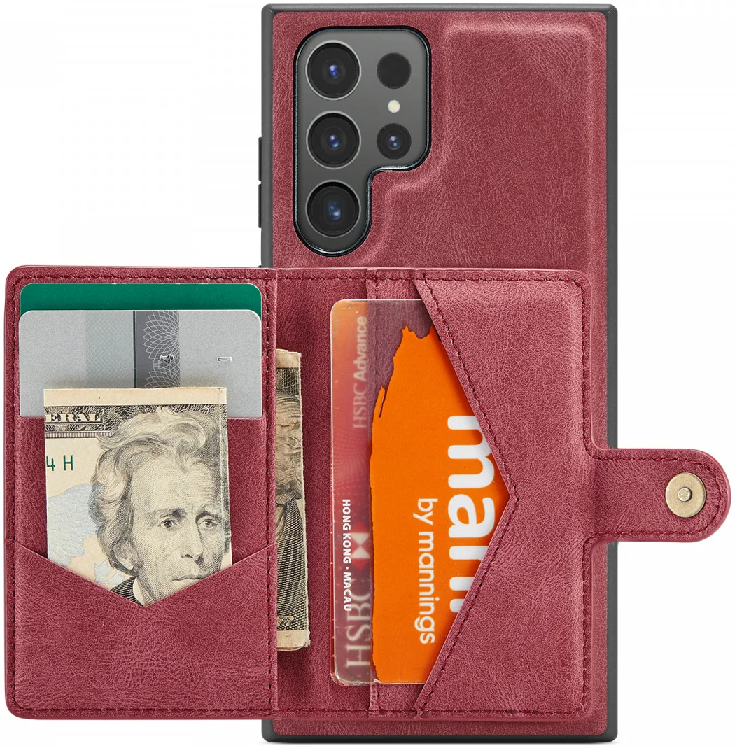 CaseMe JH-01 Samsung Galaxy S24 Ultra Hoes Magnetische Kaarthouder Rood afbeelding 22