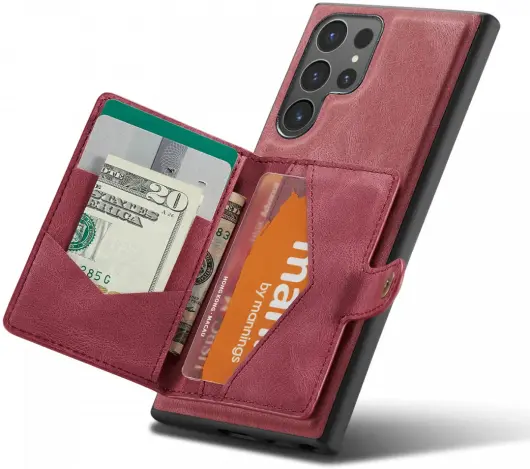 CaseMe JH-01 Samsung Galaxy S24 Ultra Hoes Magnetische Kaarthouder Rood afbeelding 10