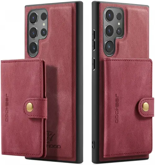 CaseMe JH-01 Samsung Galaxy S24 Ultra Hoes Magnetische Kaarthouder Rood afbeelding 2