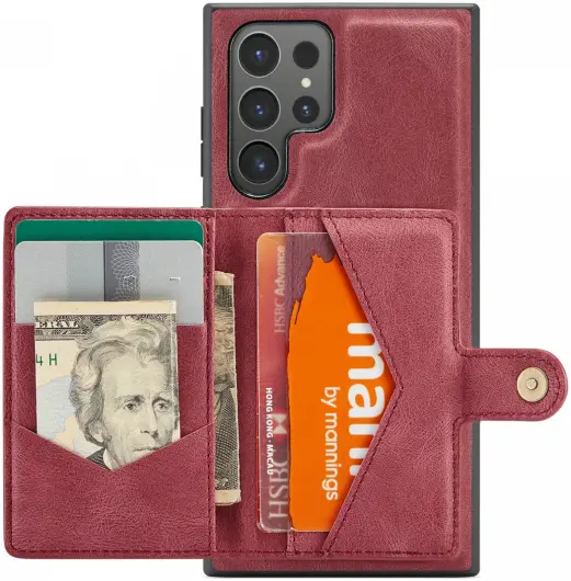 CaseMe JH-01 Samsung Galaxy S24 Ultra Hoes Magnetische Kaarthouder Rood afbeelding 22