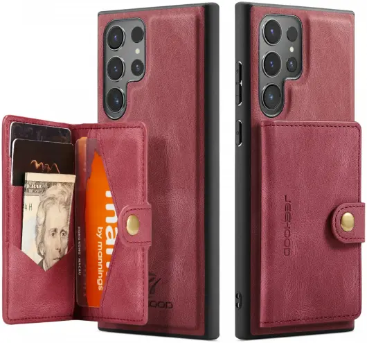 CaseMe JH-01 Samsung Galaxy S24 Ultra Hoes Magnetische Kaarthouder Rood afbeelding 26