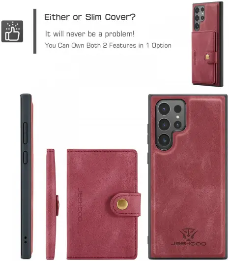 CaseMe JH-01 Samsung Galaxy S24 Ultra Hoes Magnetische Kaarthouder Rood afbeelding 7